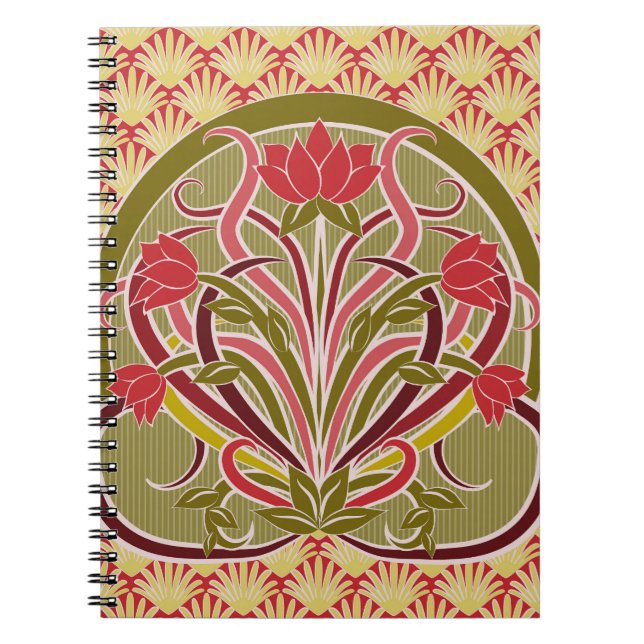 Cuaderno Papel de flores de estilo Art Nouveau. (Frente)
