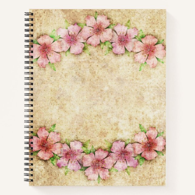 Cuaderno Papel de fondo floral antiguo (Anverso)
