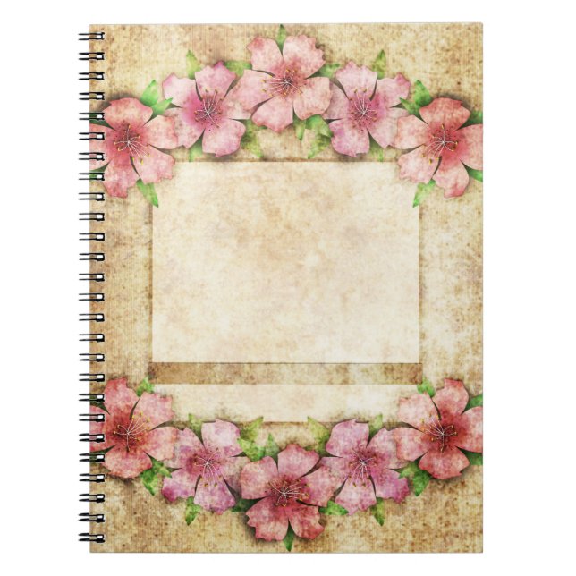 Cuaderno Papel de fondo floral antiguo (Frente)