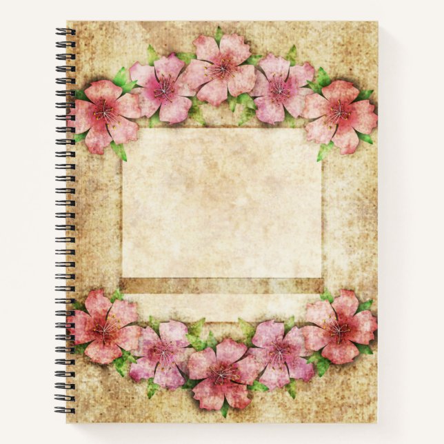 Cuaderno Papel de fondo floral antiguo (Anverso)