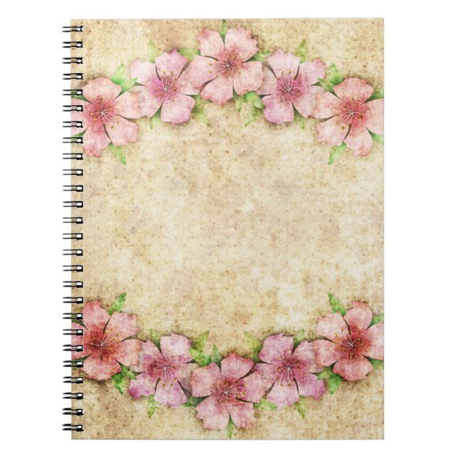 Cuaderno Papel de fondo floral antiguo (Frente)