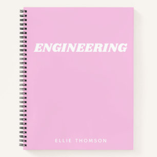 Cuaderno Papel de Gráfica de Ingeniería Rosa Monograma Nomb