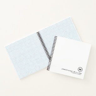 Cuaderno Papel de gráfico cuadrado mínimo en monograma blan