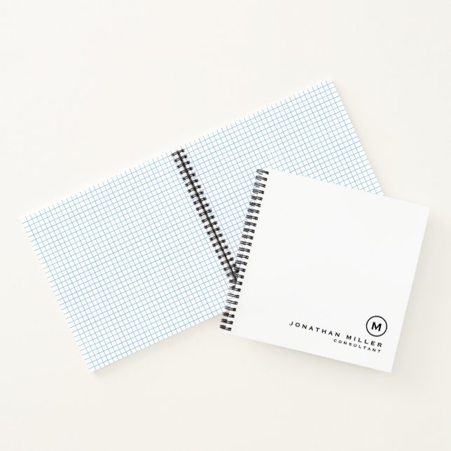 Cuaderno Papel de gráfico cuadrado mínimo en monograma blan (Interior)