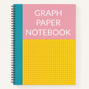 Cuaderno Papel de grafo de Aqua amarillo rosado en bloque d