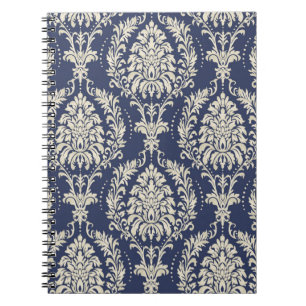 Cuaderno Papel de pared de damasco sin costura. Patrón vint