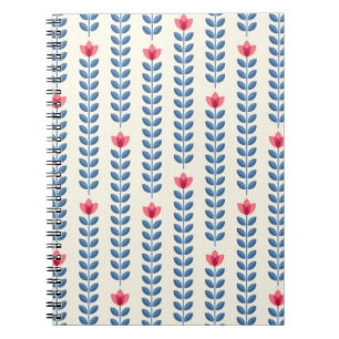 Cuaderno Papel de pared retro - patrón floral con sca abstr