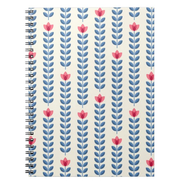 Cuaderno Papel de pared retro - patrón floral con sca abstr (Frente)