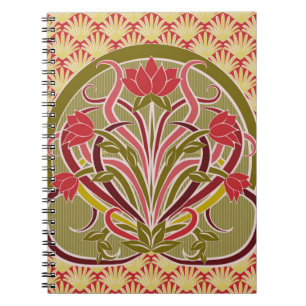 Cuaderno Papel de paredes florales en estilo art nouveau, v