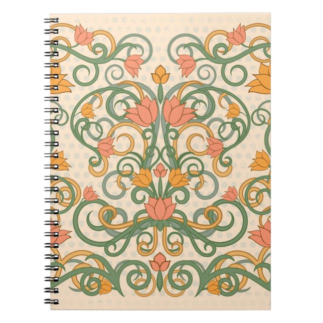 Cuaderno Papel de paredes florales en estilo art nouveau, V (Frente)
