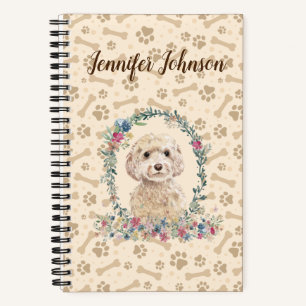 Cuaderno Papel de perro de Cockapoo de Champagne y floral