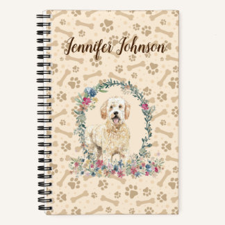 Cuaderno Papel de perro dorado de trineo y floral