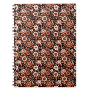 Cuaderno Papel de regalo floral naranja vintage
