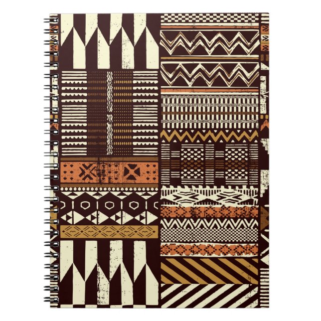 Cuaderno Papel de tejido al estilo tribal africano, abstrac (Frente)