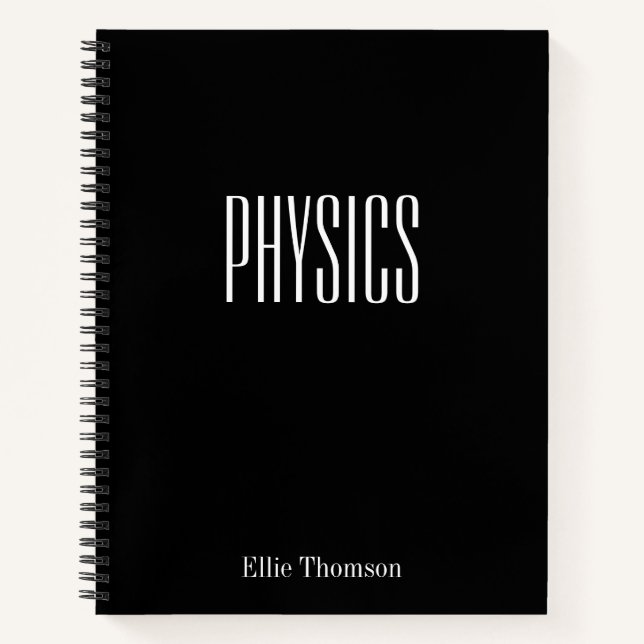 Cuaderno Papel Gráfico de Física Personalizado Simple Negro (Anverso)
