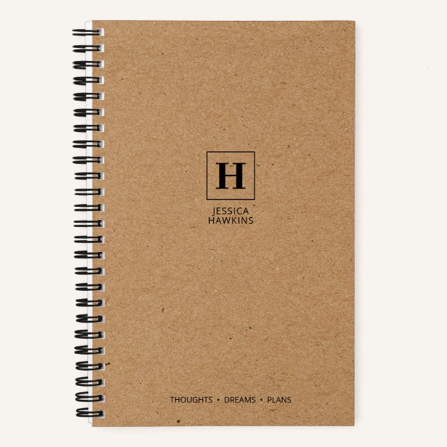 Cuaderno Papel Kraft Marrón Clásico Monograma (Anverso)