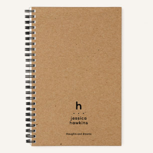Cuaderno Papel Kraft Marrón de Moda Monograma Redondeado Mo