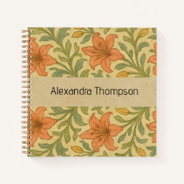 Cuaderno Papel kraft rústico lindo monogramado William Morr