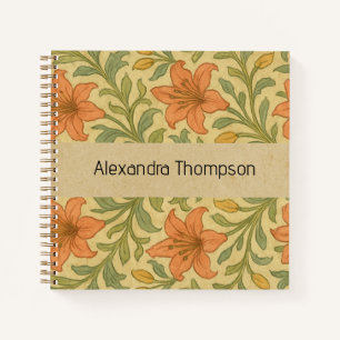 Cuaderno Papel kraft rústico lindo monogramado William Morr