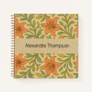 Cuaderno Papel kraft rústico lindo monogramado William Morr