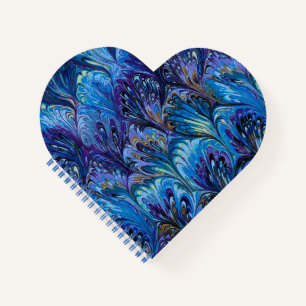 CUADERNO PAPEL MARBLADO, PATRÓN ABSTRACTO DE PIEL AZUL, PI