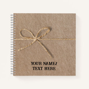 Cuaderno Papel marrón retro con cadena - texto editable no