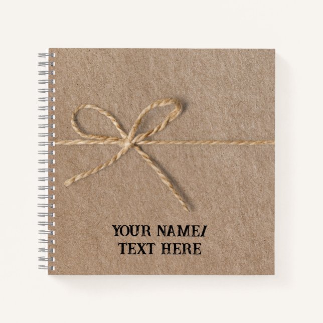 Cuaderno Papel marrón retro con cadena - texto editable no (Anverso)