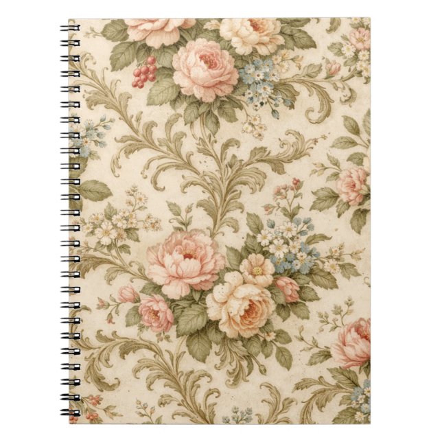 Cuaderno Papel pintado con estampado floral vintage (Frente)