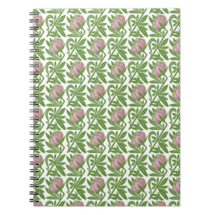 Cuaderno Papel pintado de nenúfares rosa Art Nouveau