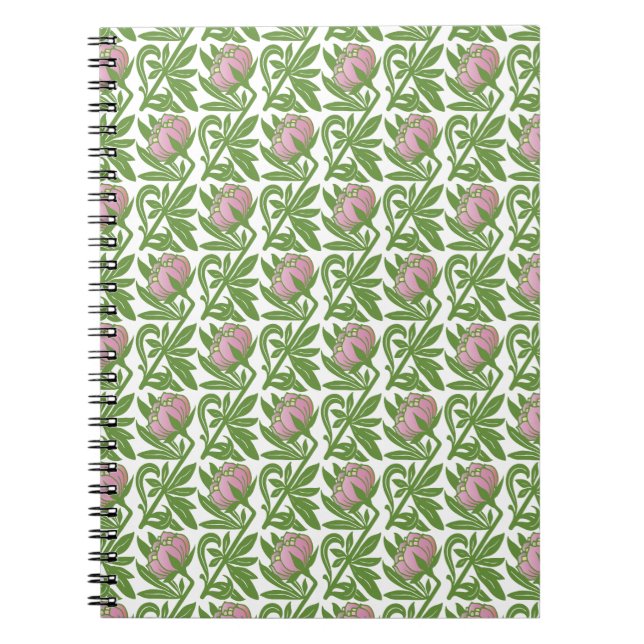 Cuaderno Papel pintado de nenúfares rosa Art Nouveau (Frente)