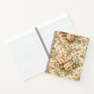 Cuaderno Papel pintado de patrón floral vintage