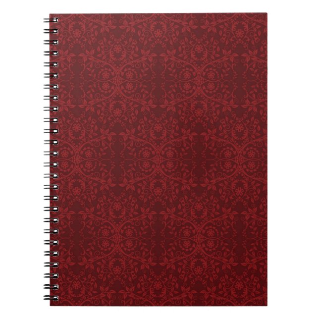 Cuaderno Papel pintado floral rojo detallado (Frente)