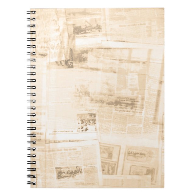 Cuaderno Papel rayado: fondo de periódico antiguo. (Frente)