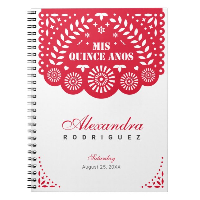 Cuaderno Papel rojo picado mis cinco años (Frente)