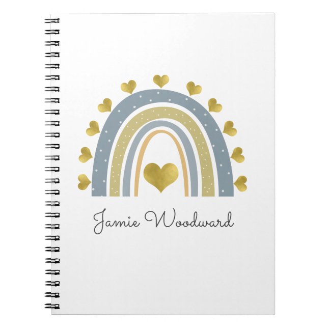 Cuaderno Papelera Azul Personalizada de 3 Anillos Corazones (Frente)