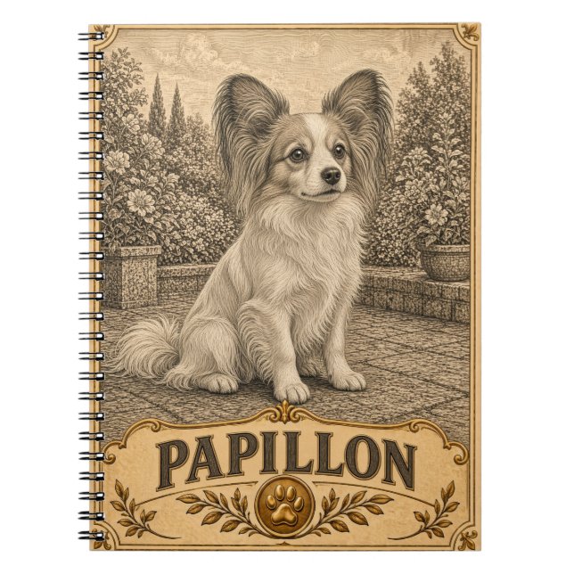 Cuaderno Papillon, perro vintage de herencia (Frente)