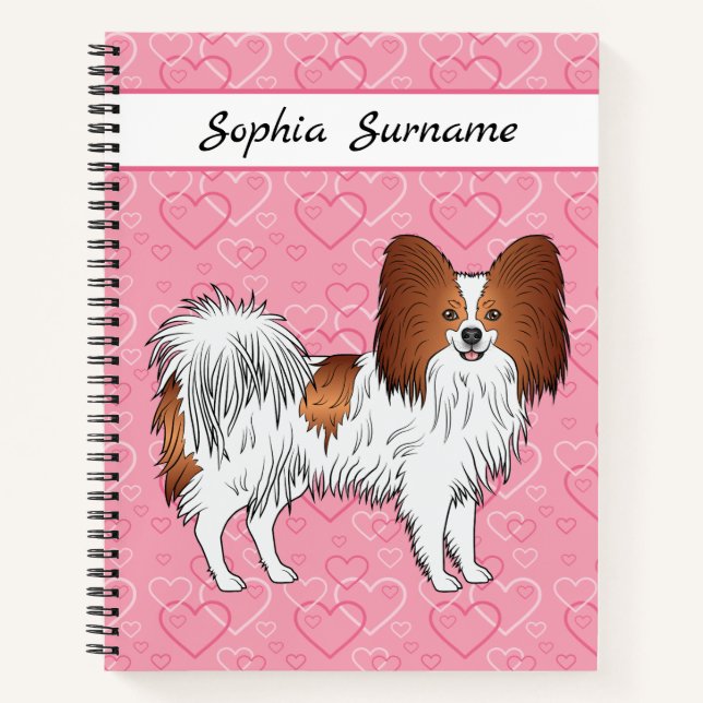 Cuaderno Papillon Rojo Y Blanco Perro Lindo En Corazones Ro (Anverso)
