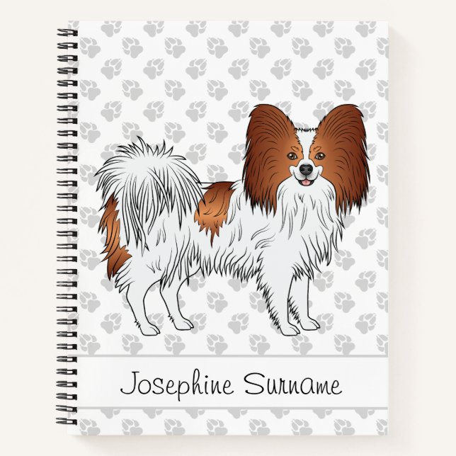 Cuaderno Papilón Rojo Y Blanco Perro Cutáneo Con Texto Pers (Anverso)