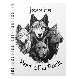 Cuaderno Paquete de Wolf Editable Lobos en Blanco y Negro