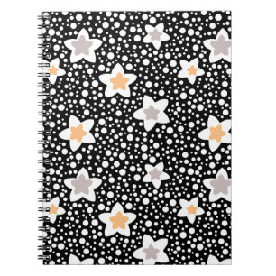 Cuaderno Paquetes de polka negros y blancos retro con estre
