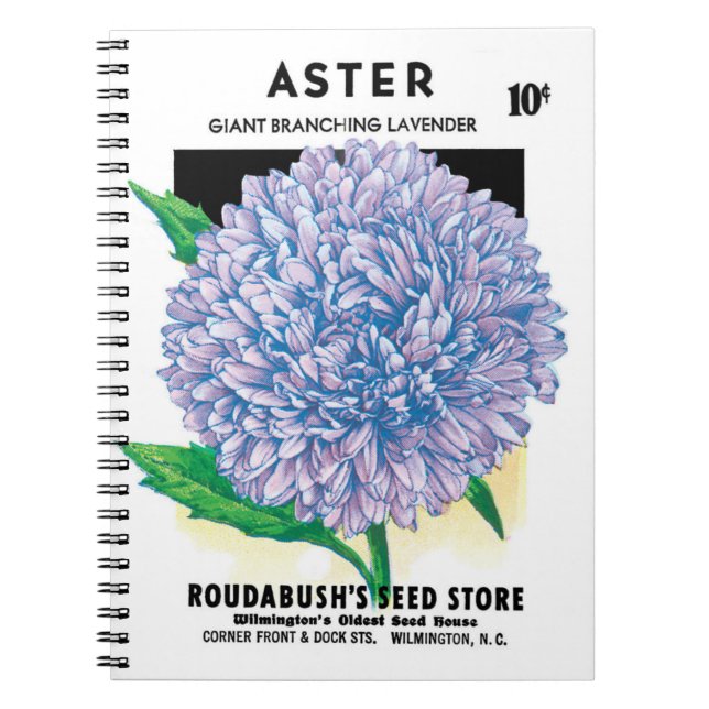Cuaderno Paquetes de semillas de época, flores de astro mor (Frente)