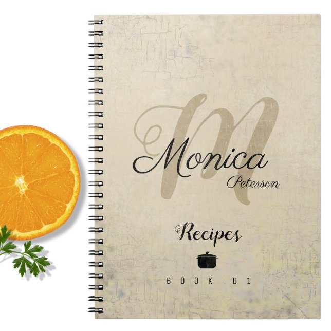 Cuaderno Para el chef recetas un monograma elegante en beig (Subido por el creador)