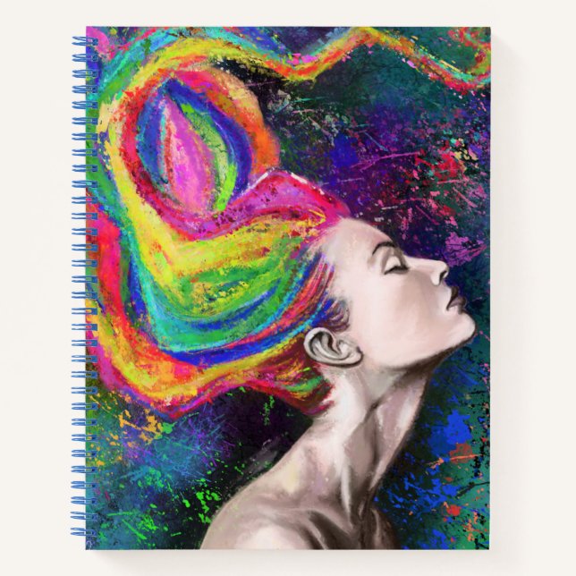 Cuaderno para mujeres de cabello coloridas (Anverso)