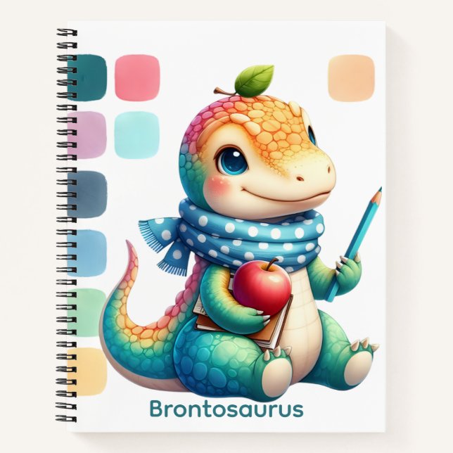 Cuaderno para niños Adorable bebé Brontosaurio (Anverso)