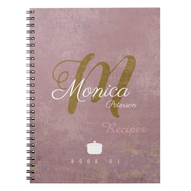 Cuaderno para recetas del chef un elegante monograma sobre  (Frente)