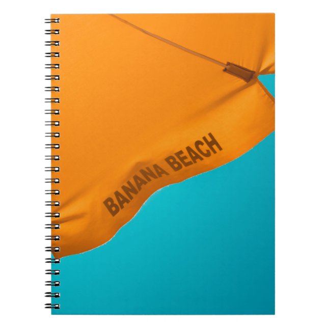 Cuaderno paraguas imprimidos en la playa de plátano naranja (Frente)