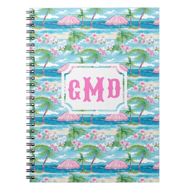 Cuaderno Paraguas Preppy Summer Beach | Monograma (Frente)