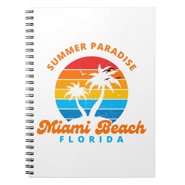 Cuaderno Paraíso de Verano Miami Beach Florida-Sunset-Palms (Frente)