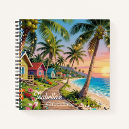 Cuaderno Paraíso Tropical Cabaña Costera junto al Mar Océan