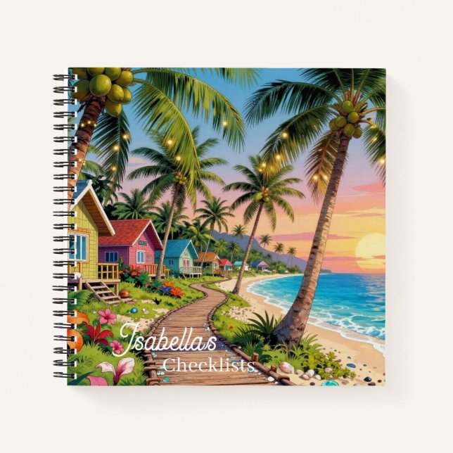 Cuaderno Paraíso Tropical Cabaña Costera junto al Mar Océan (Anverso)